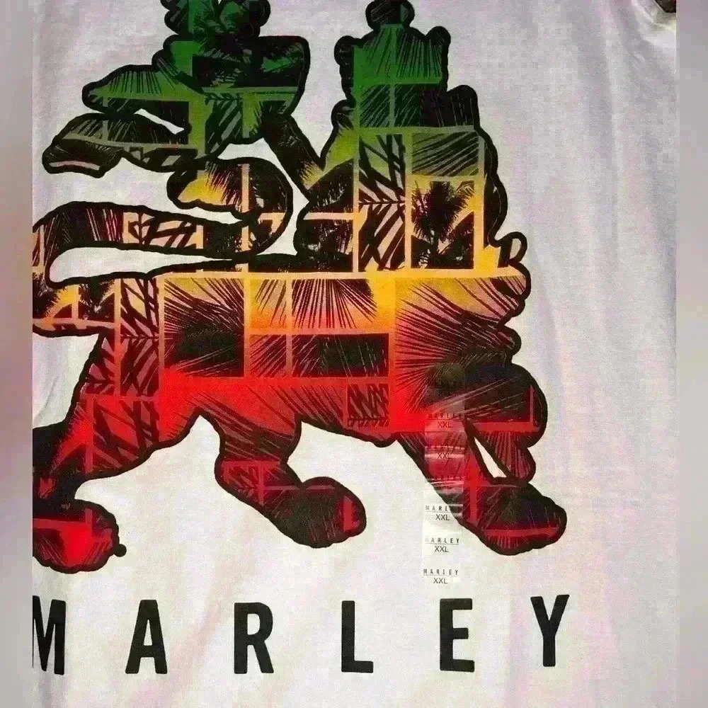 MARLEY Men’s White Bob Marley Sleeveless Scoop Neck Graphic Wide Strap XL - Picture 2 of 3